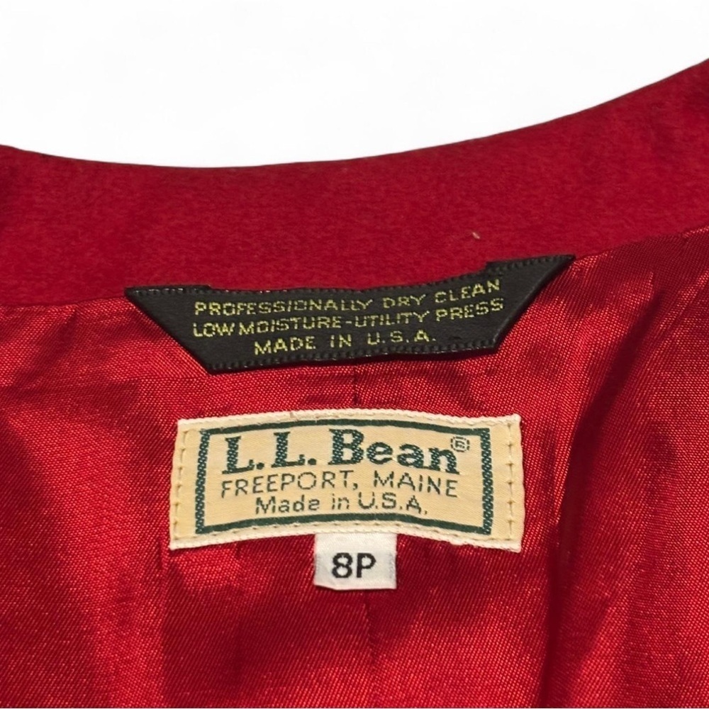 VTG L.L. Bean Red Wool Blazer 8P Made in USA Classic Single Button Lined Jacket - Picture 8 of 8